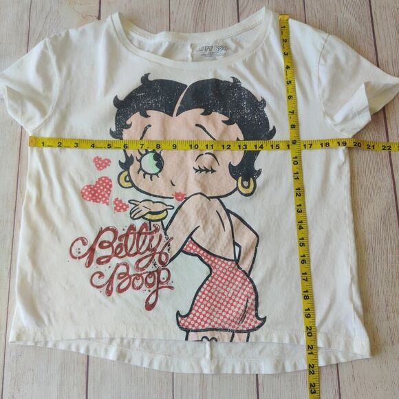 Betty Boop blowing kisses glitter letter crop tee sz L - Picture 7 of 8